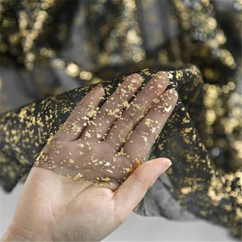 black gold table runner 120 inch sheer gauze glitter foil wedding party decor